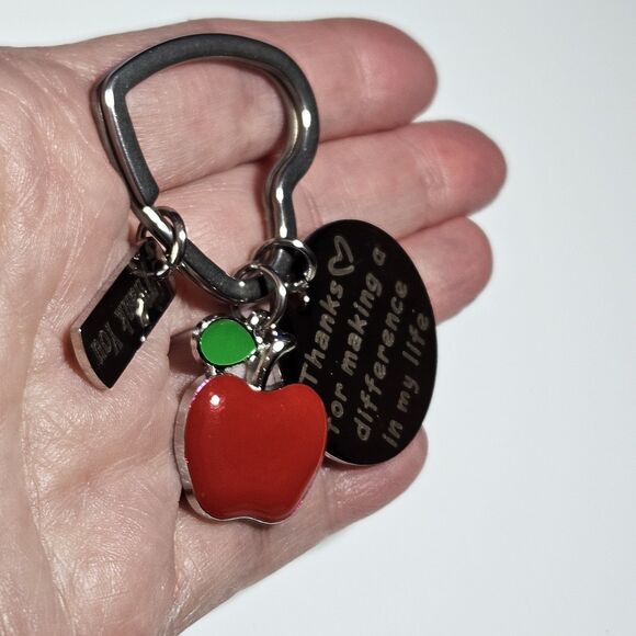 *Sale* Thanks For Making A Difference In My Life Red Apple Keychain Teacher Gift - Picture 3 of 9
